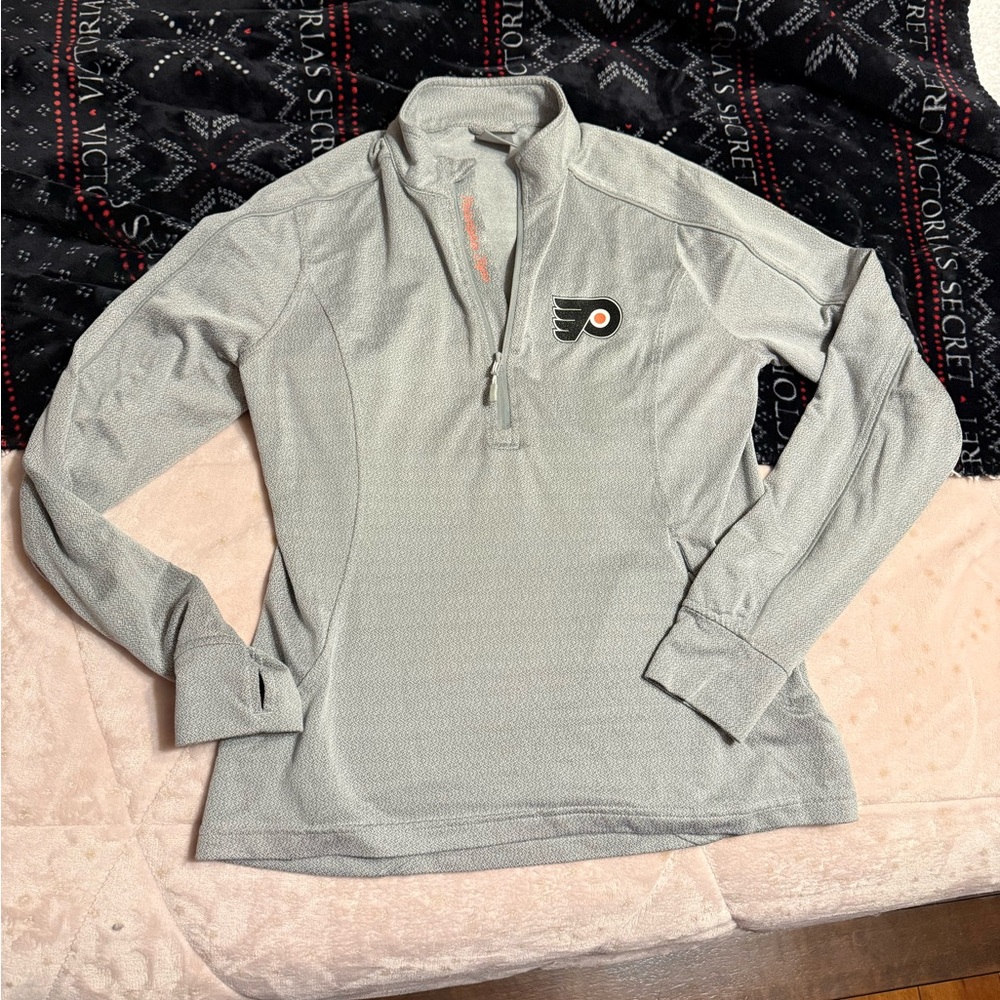 Philadelphia flyers ice hockey Gray quarter zip Long Sleeve Top sz S